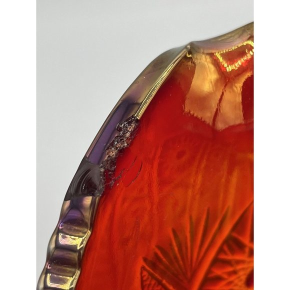 Vtg Carnival Indiana Glass Red Amberina Sunburst Iridescent Heavy Pitcher Glows - Picture 9 of 10